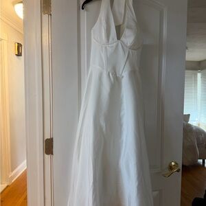 Windsor White Lace-Up Halter Dress